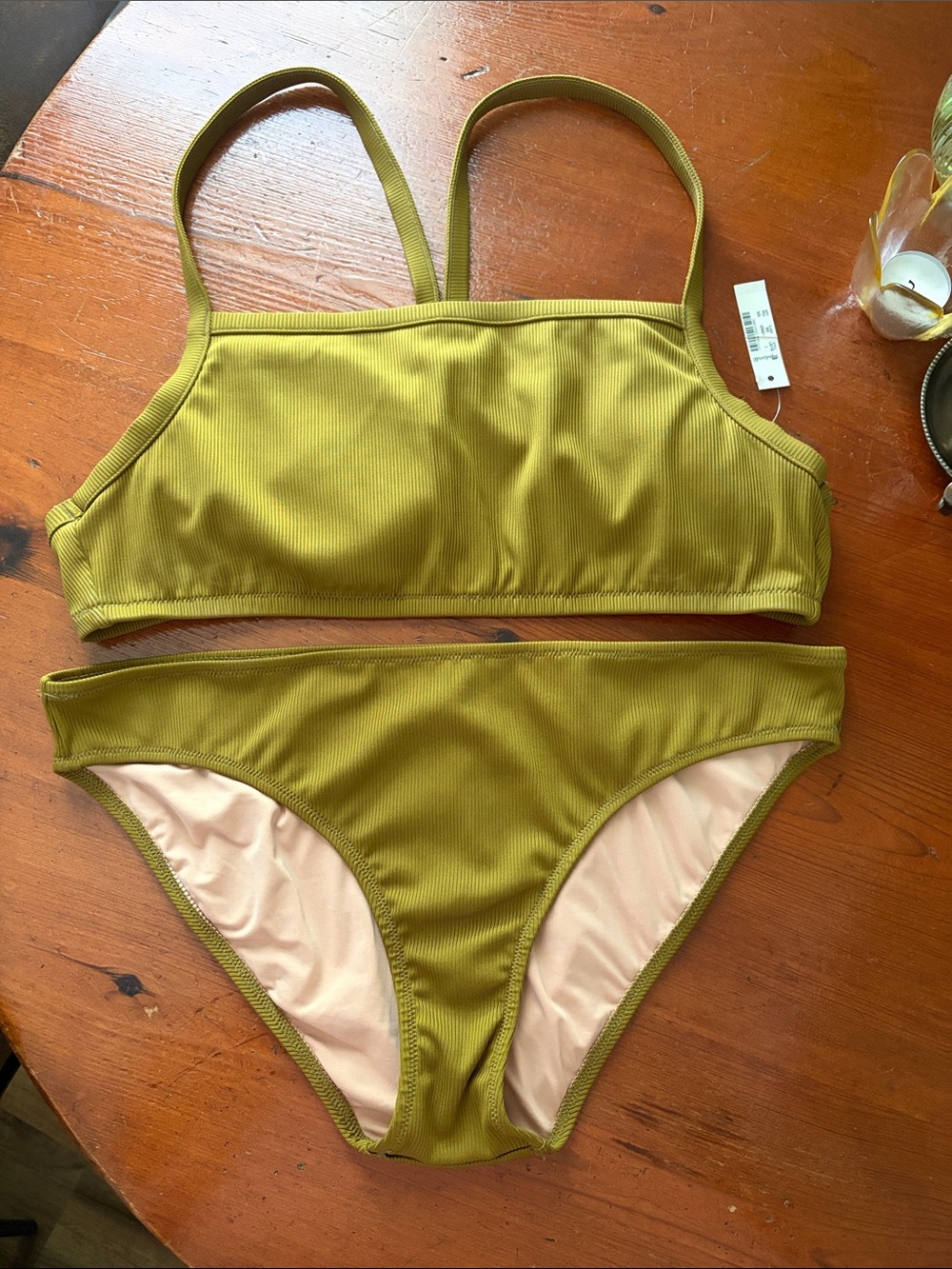 Madewell Olive Green Ribbed Bikini Set